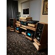 Gibraltar Speaker Stands for McIntosh ML1 with clear satin finish and Low Megafeeet for Carpet 