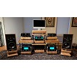 Gibraltar Speaker Stands for McIntosh ML1 with clear satin finish and Low Megafeeet for Carpet 