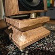 Gibraltar Speaker Stands for McIntosh ML1 with clear satin finish and Low Megafeeet for Carpet 