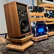 Gibraltar Speaker Stands for McIntosh ML1 with clear satin finish and Low Megafeeet for Carpet 