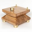 Gibraltar Speaker Stands for McIntosh ML1 using radiused rear supports, maple with clear satin finish, and polished brass footers and speaker support hardware. 